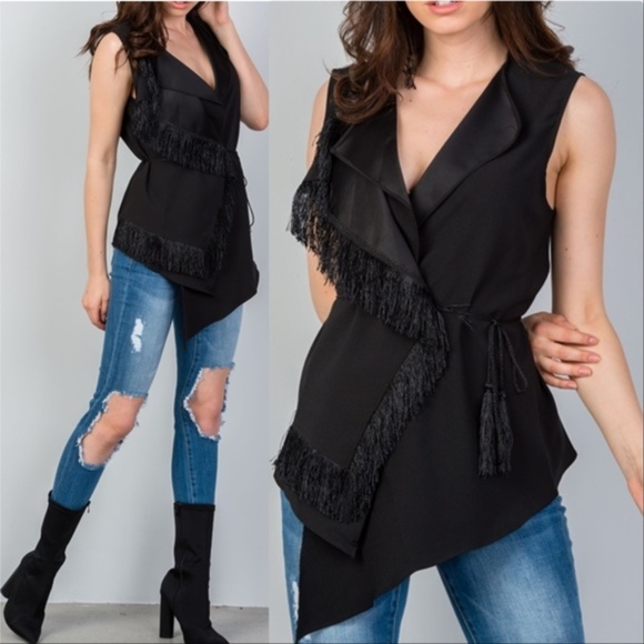 MODA ME COUTURE Tops - Edgy Black Vest - Women's Classy Work Chic
